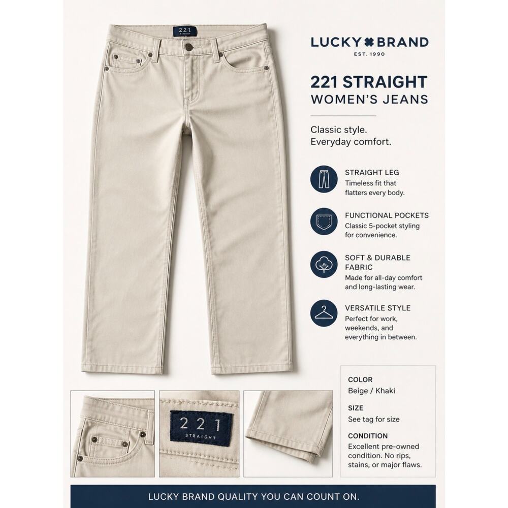 Lucky Brand Women's 221 Straight Leg Pants / Beige/Khaki Size 33/30